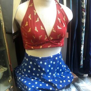 Red and Blue Star Halter Top and Skirt Set